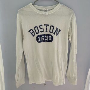 ‘Boston’ t-shirt navy & white